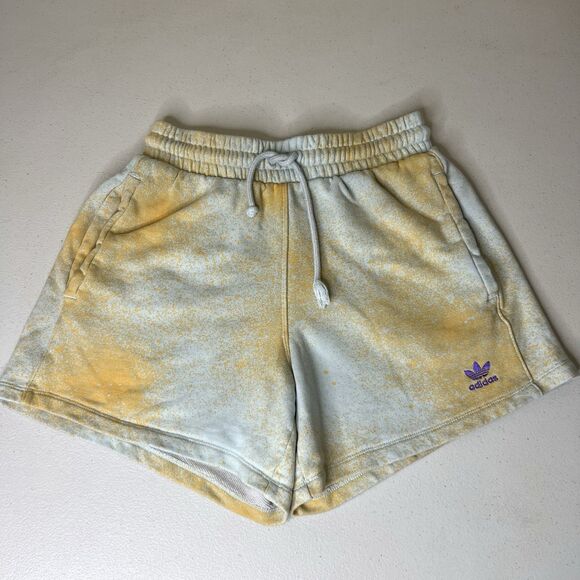 Adidas Shorts Womens Size Small Almost Blue Hazy Ora BF AOP 100% Cotton - Picture 1 of 11